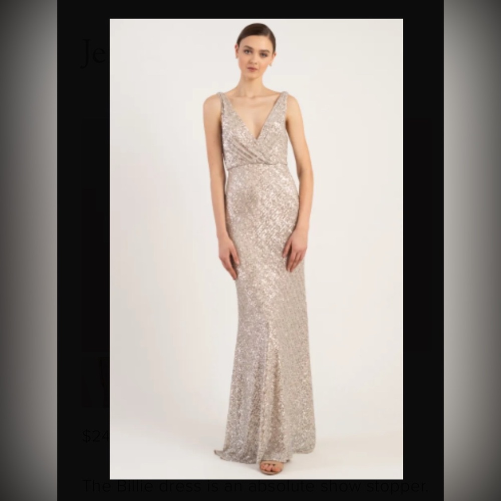 Jenny Yoo Billie Sequined Dress-Champagne